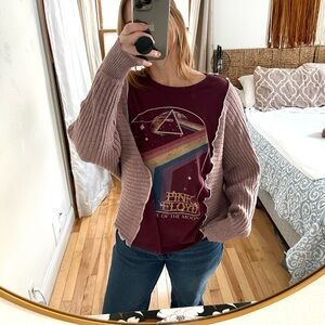 Reworked, Upcycled Pink Floyd Tshirt X Sweater combo